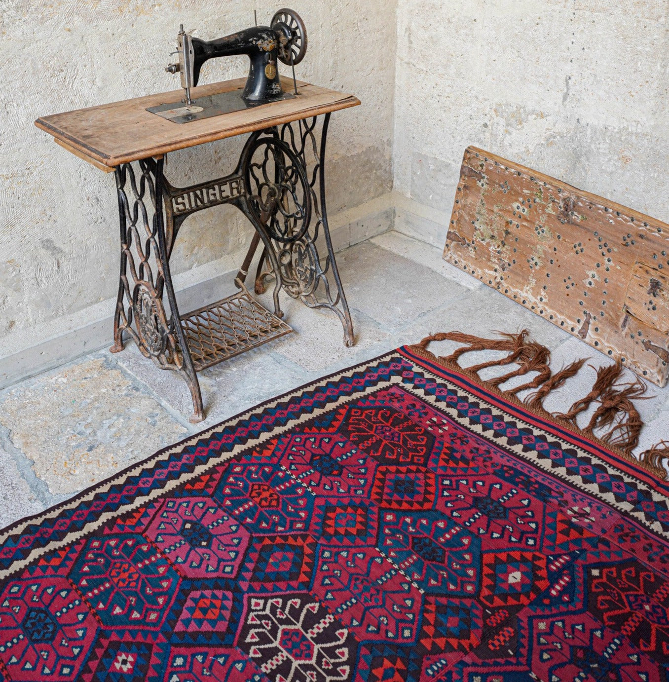 Anatolian Hand Woven Nomadic Van Kilim